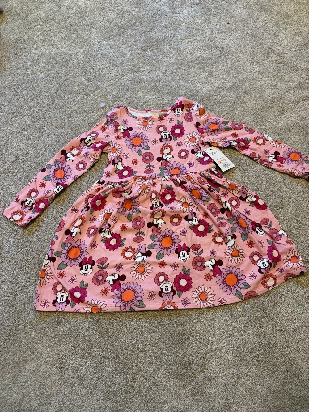 Disney Pink Floral Minnie Mouse Long Sleeve Dress